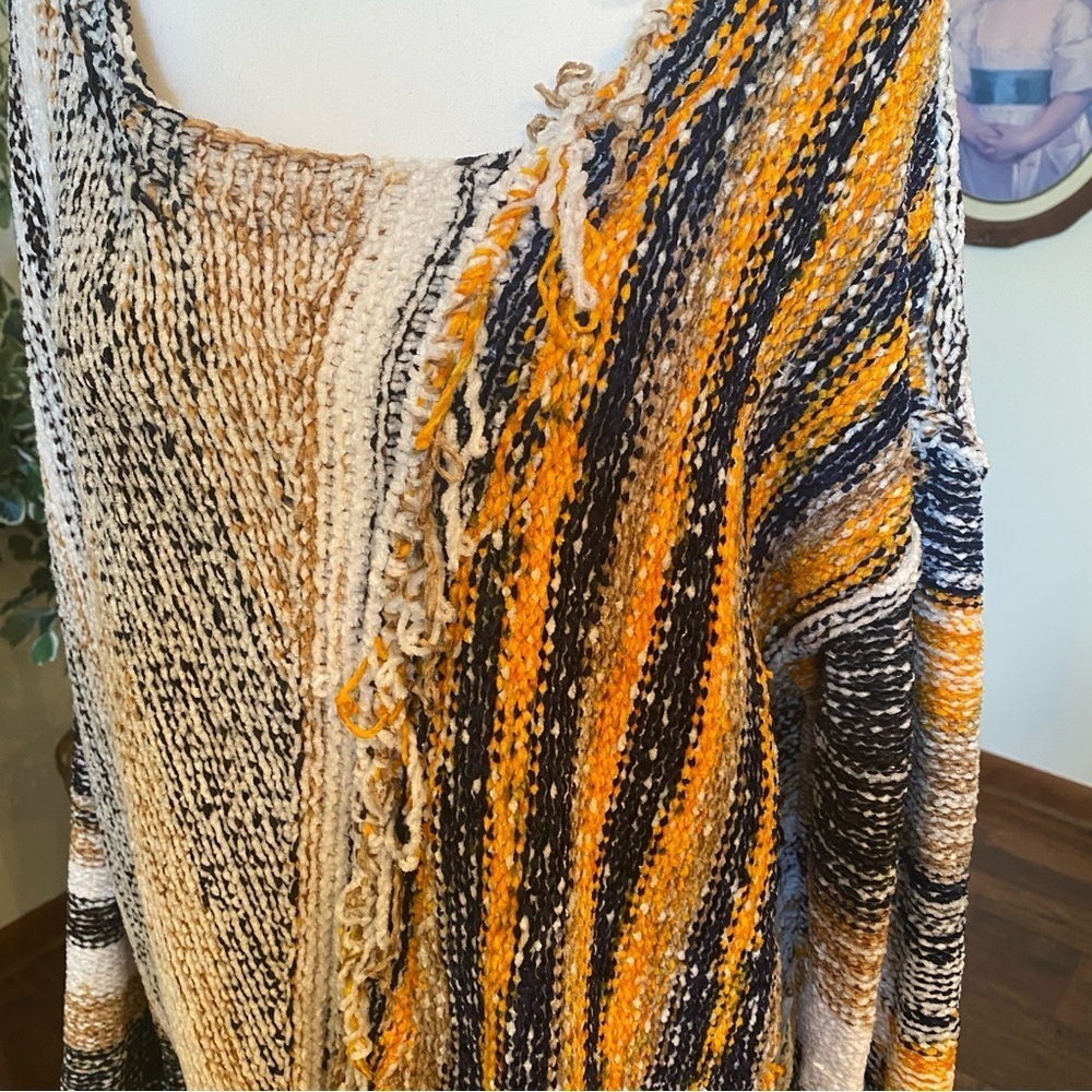 POL Multicolor Textured Bouclé Knit Sweater Large Boho Oversized Fall Pullover - Picture 2 of 7